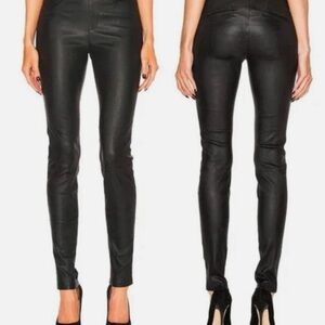 Helmut Lang Black Lambskin Leather Leggings size 6 Like-new!